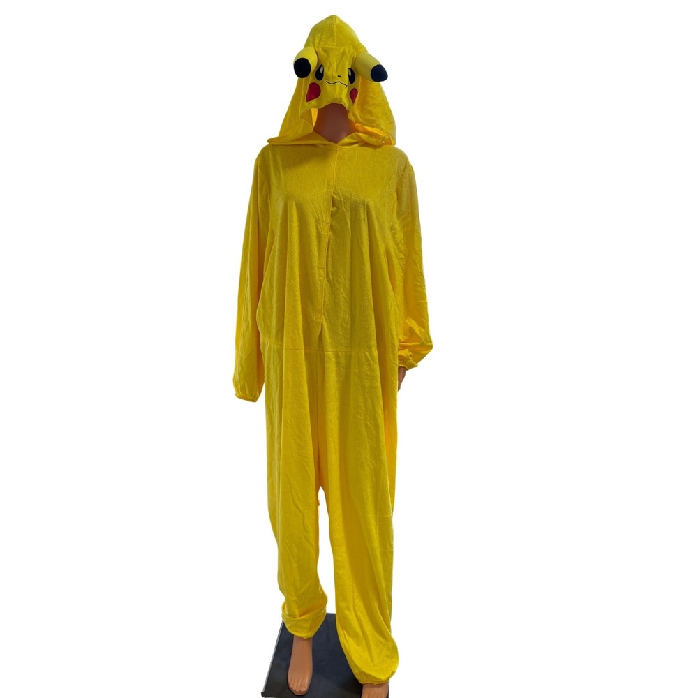 Halloween Pokemon Pikachu Adult Costume Size L/XL Jumpsuit Yellow Pokemon Suite